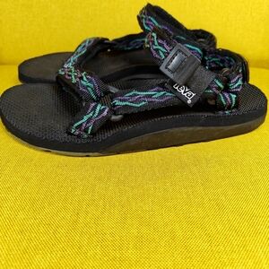 Teva Hurricane Black Green Purple Hiking Sandals Strap Shoes Women's Size 8